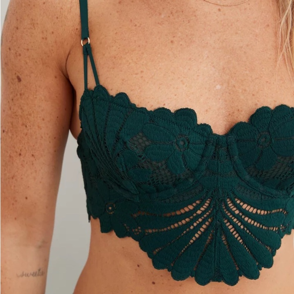 Aerie Emerald Green Lace Bralette